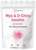 Micro Ingredients mio-inositol y d-chiro-inositol, polvo en bote, apoyo al equilibrio hormonal.