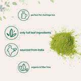 Micro Ingredients Moringa, polvo fino para disolución rápida en bebidas.