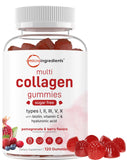 Gomitas Micro Ingredients Multi Colágeno con sabor granada y frambuesa para piel y cabello.
