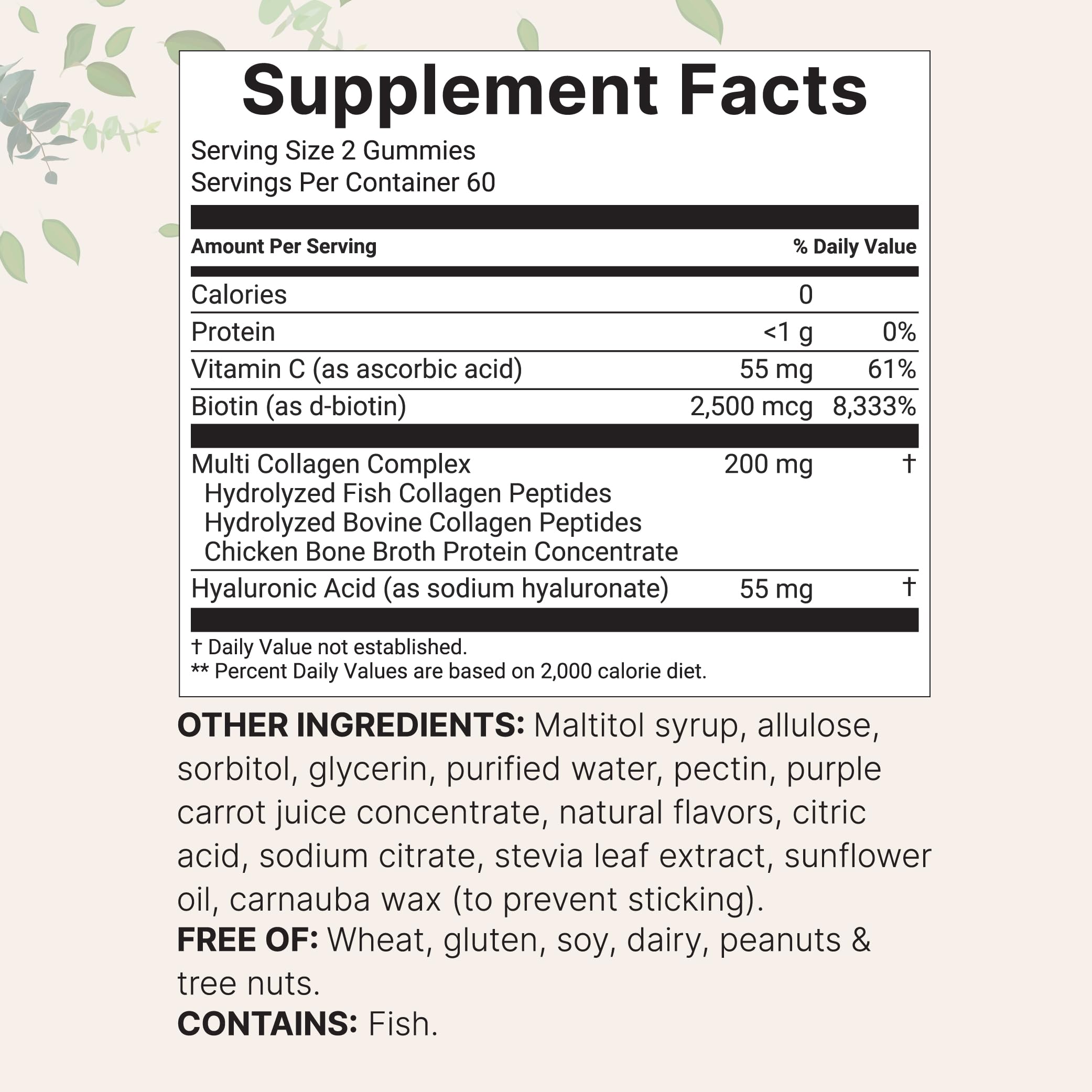 Gomitas Micro Ingredients Multi Colágeno con ácido hialurónico para hidratación de la piel.