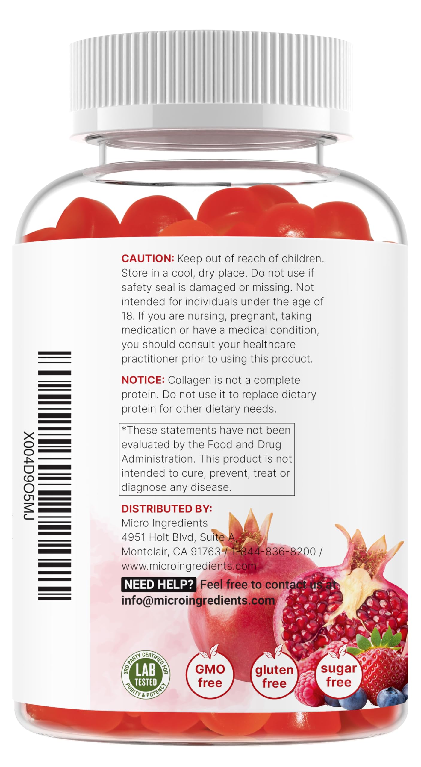 Frasco de Micro Ingredients Multi Colágeno gomitas para dosis diaria.