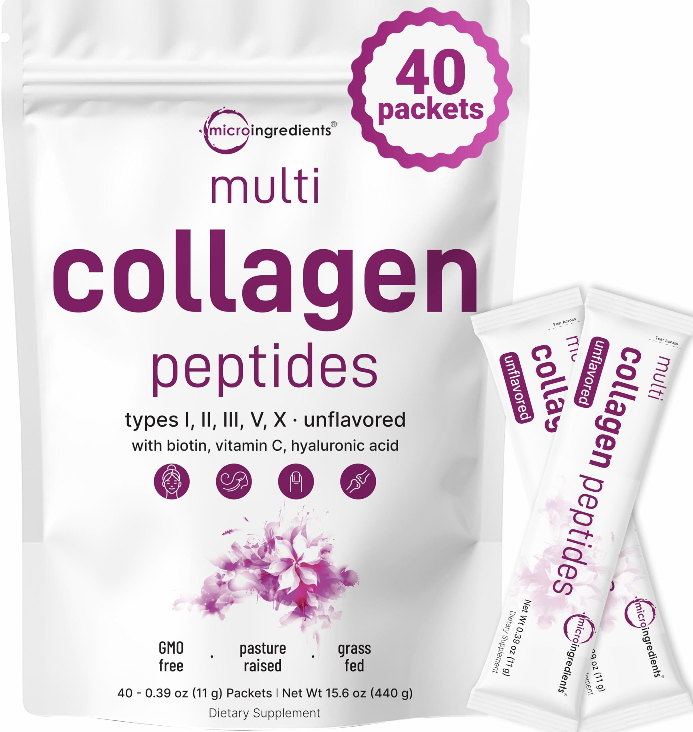 Micro Ingredients Colágeno Múltiple en paquetes para uso diario