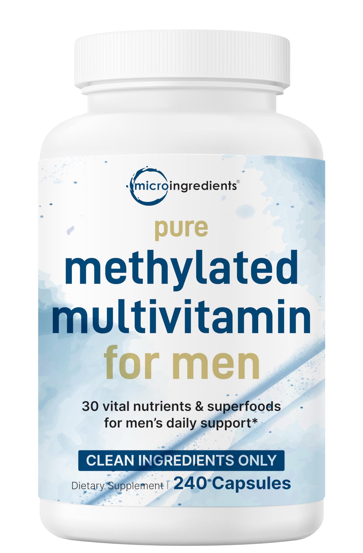 Micro Ingredients multivitamínico metilado para hombres, botella visible, apoyo diario de energía