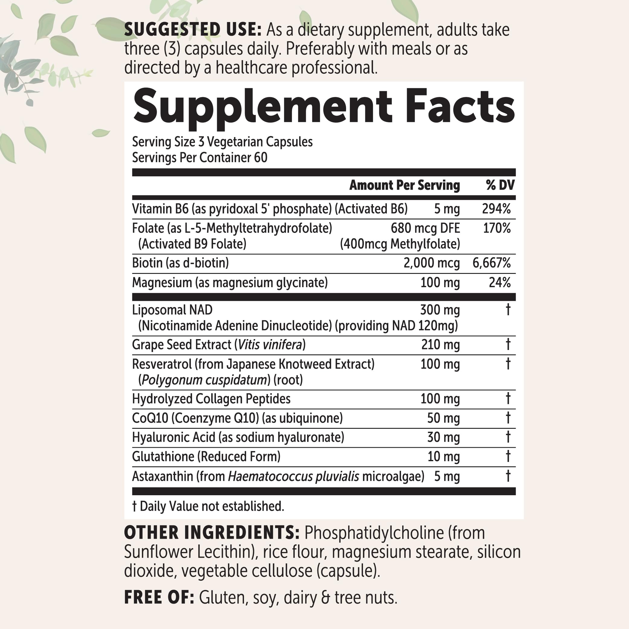 Micro Ingredients Liposomal NAD+ cápsulas transparentes para una suplementación vegetariana.