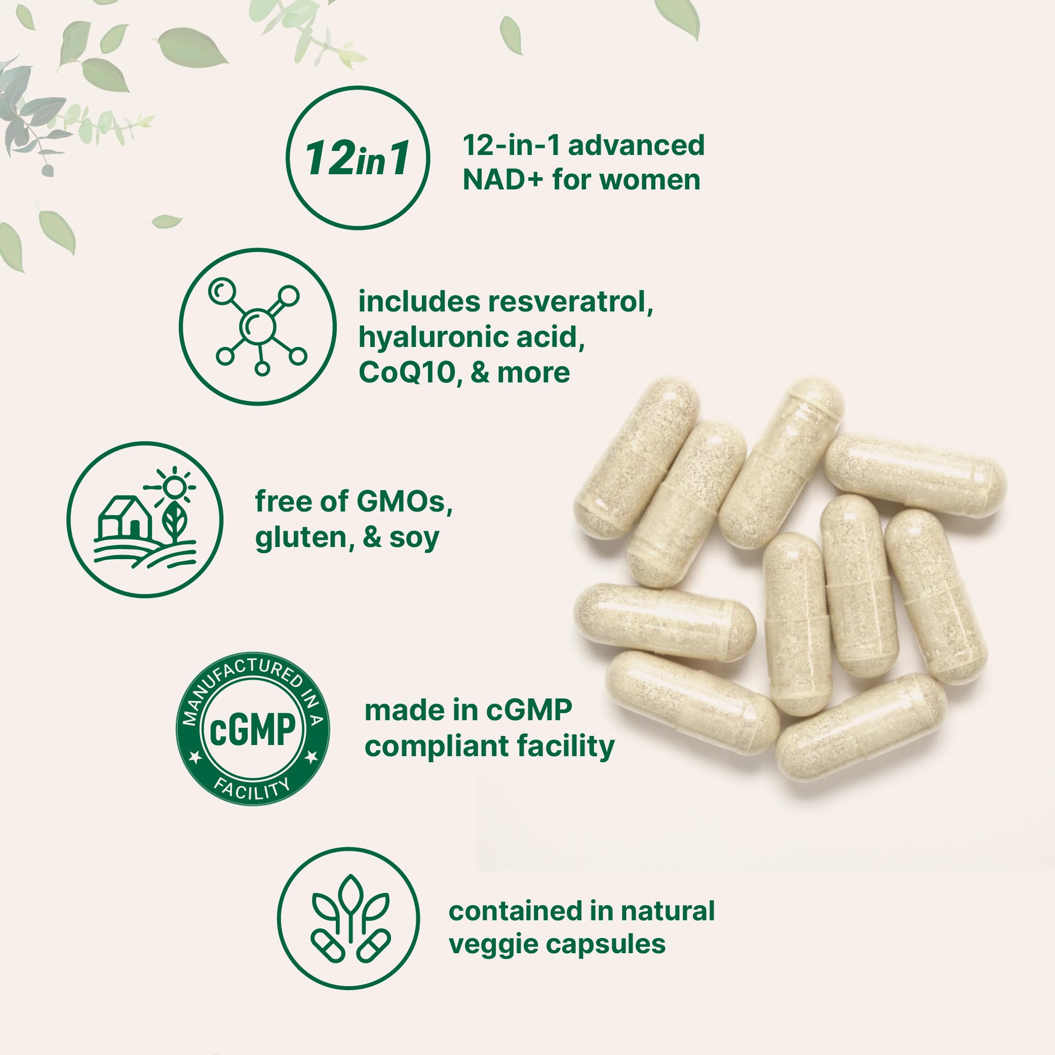 Micro Ingredients Liposomal NAD+ etiqueta muestra antioxidantes y coenzimas.