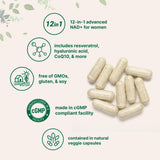 Micro Ingredients Liposomal NAD+ etiqueta muestra antioxidantes y coenzimas.
