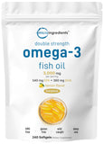Micro Ingredients Omega-3 3000 mg cápsulas limón, sabor cítrico para uso diario.