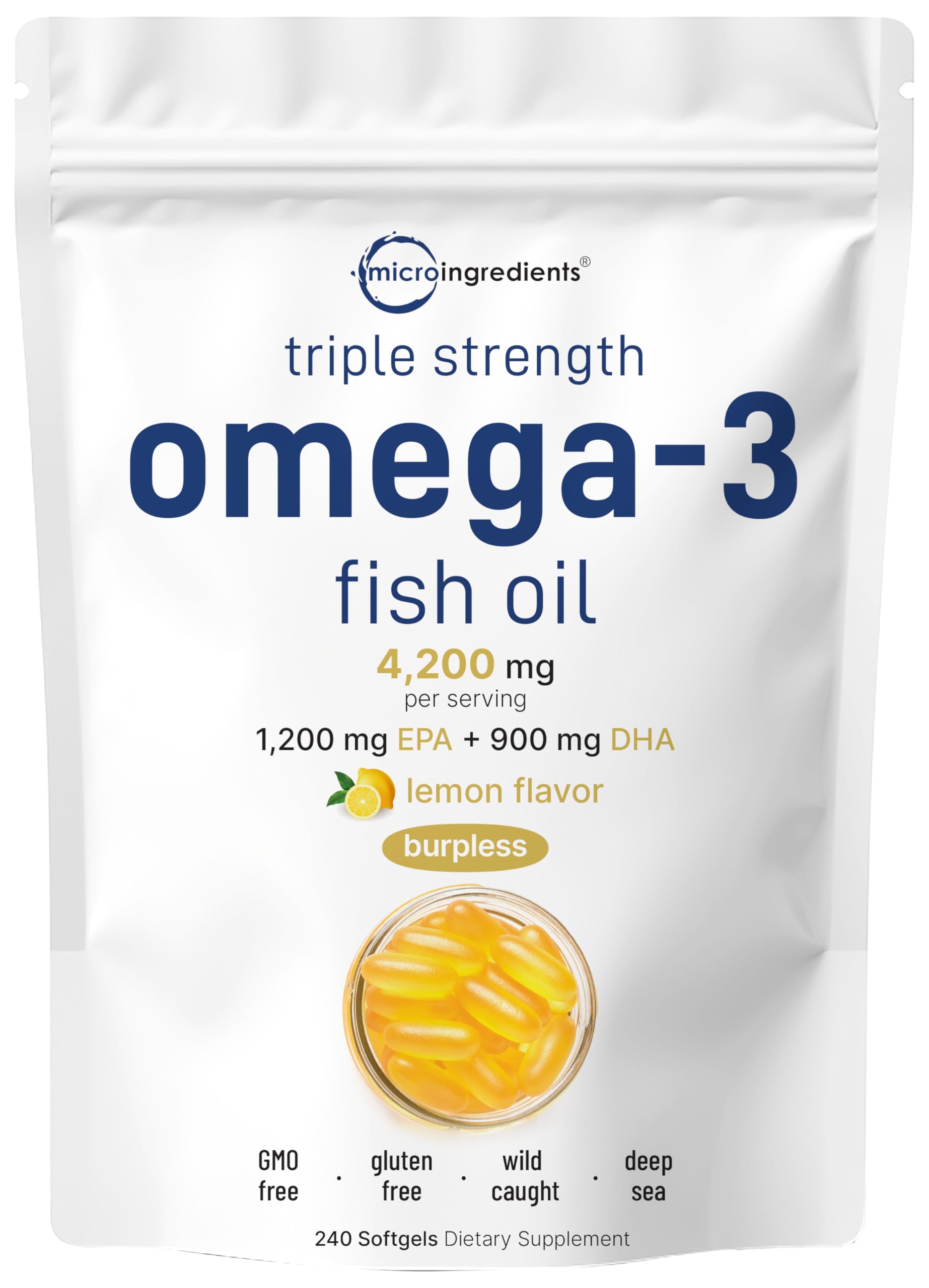 Micro Ingredients Omega 3 limón: cápsulas blandas para uso diario con sabor cítrico