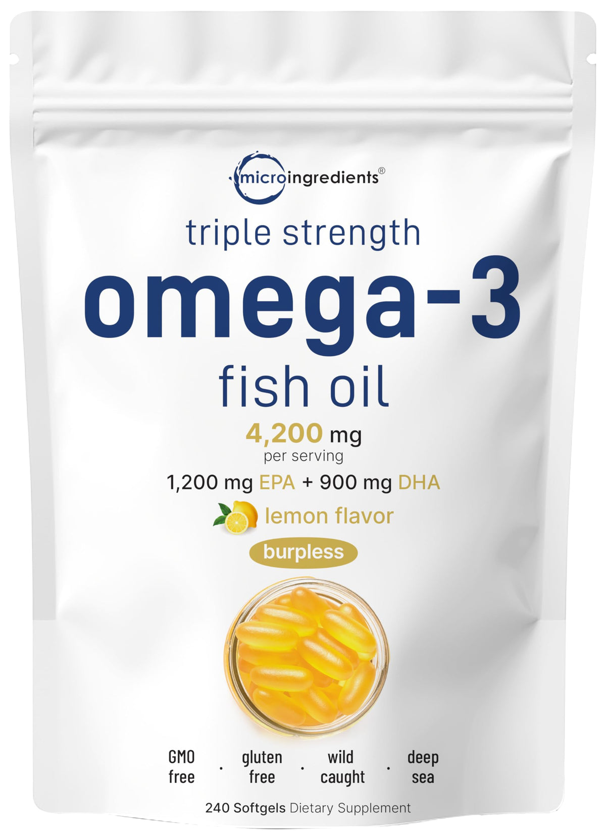 Micro Ingredients Omega 3 limón: cápsulas blandas para uso diario con sabor cítrico