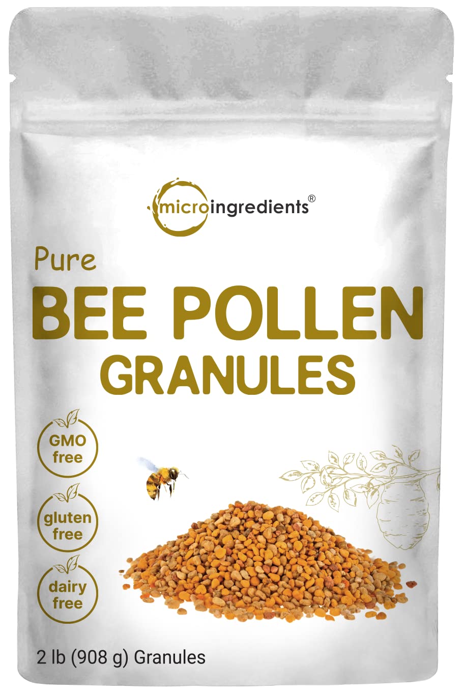 Micro Ingredients polen de abeja en gránulos, ideal para smoothies nutritivos.