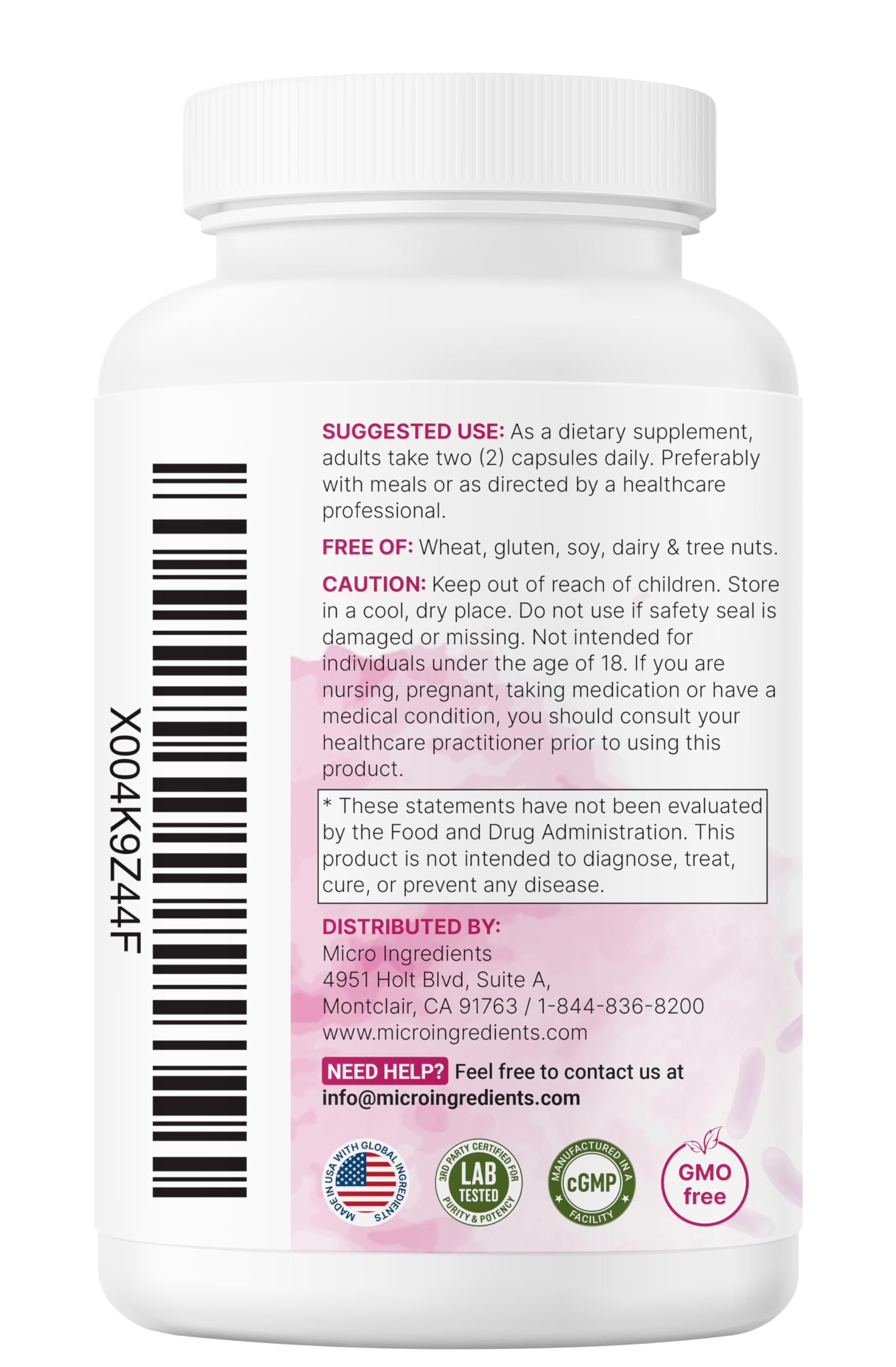 Micro Ingredients Probiotics, uso diario para equilibrio intestinal y flora femenina