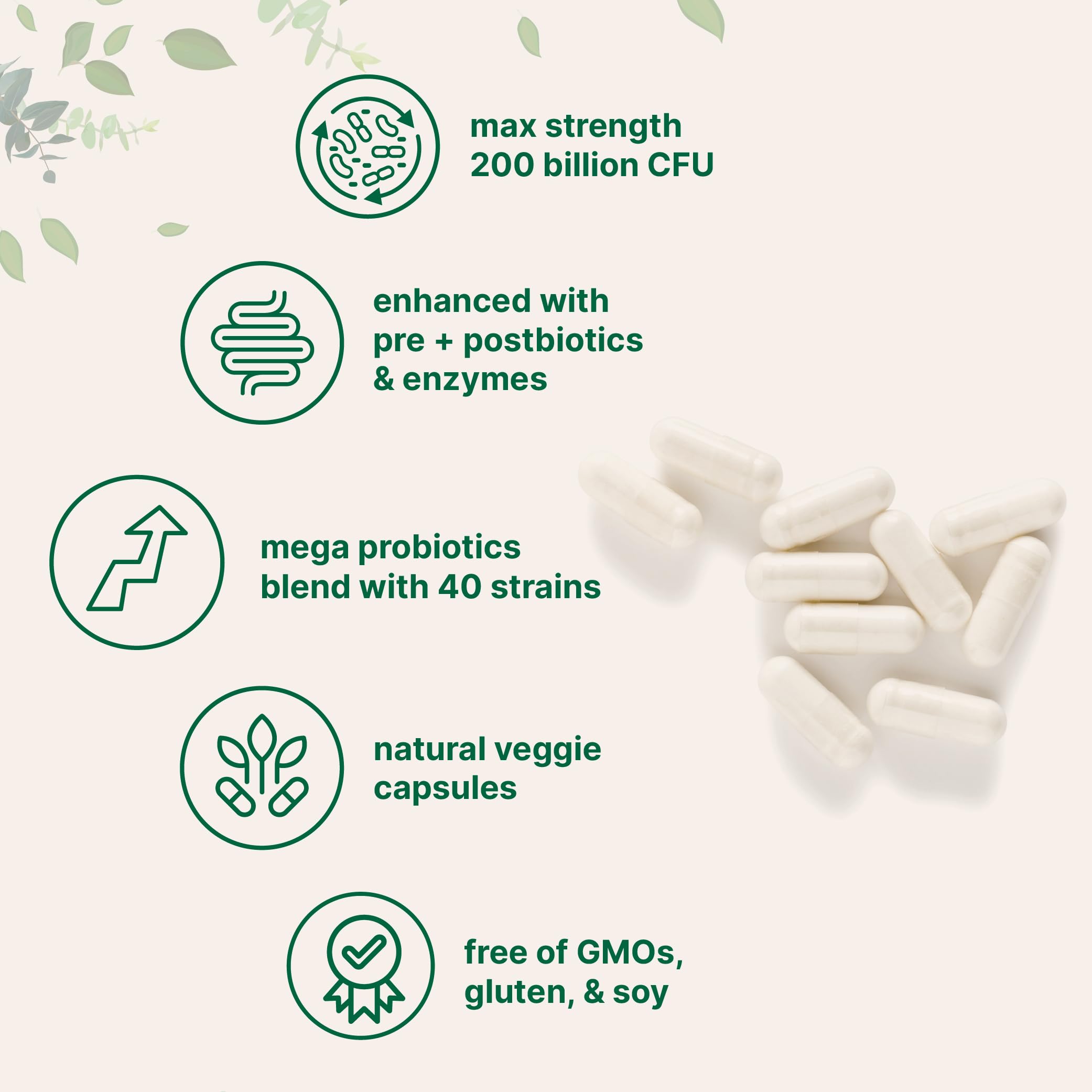 Micro Ingredients Probiotics, mezcla de 40 cepas probióticas para apoyo digestivo.
