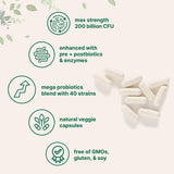 Micro Ingredients Probiotics, mezcla de 40 cepas probióticas para apoyo digestivo.