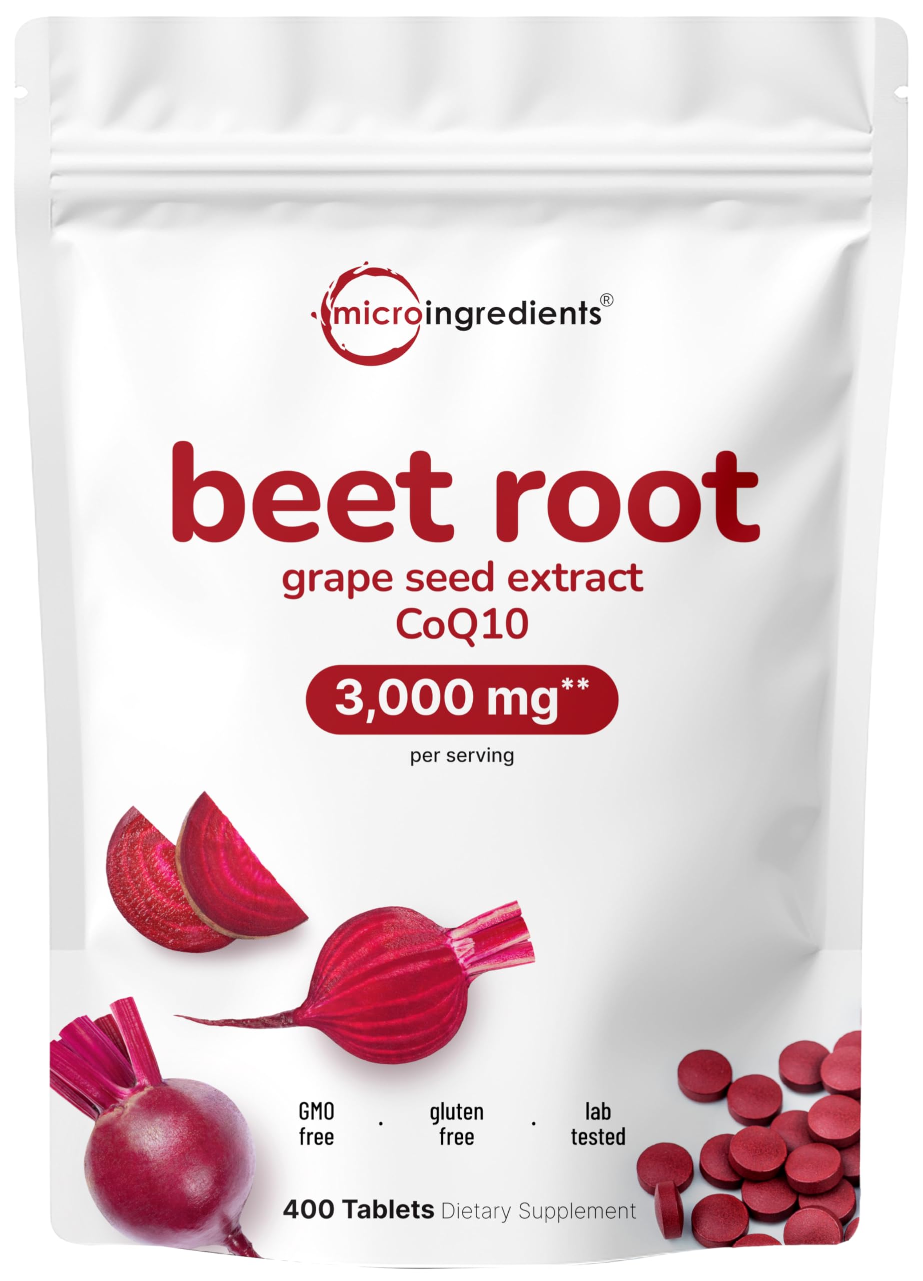 Micro Ingredients Remolacha 3000mg, bote de 400 tabletas listo para uso diario