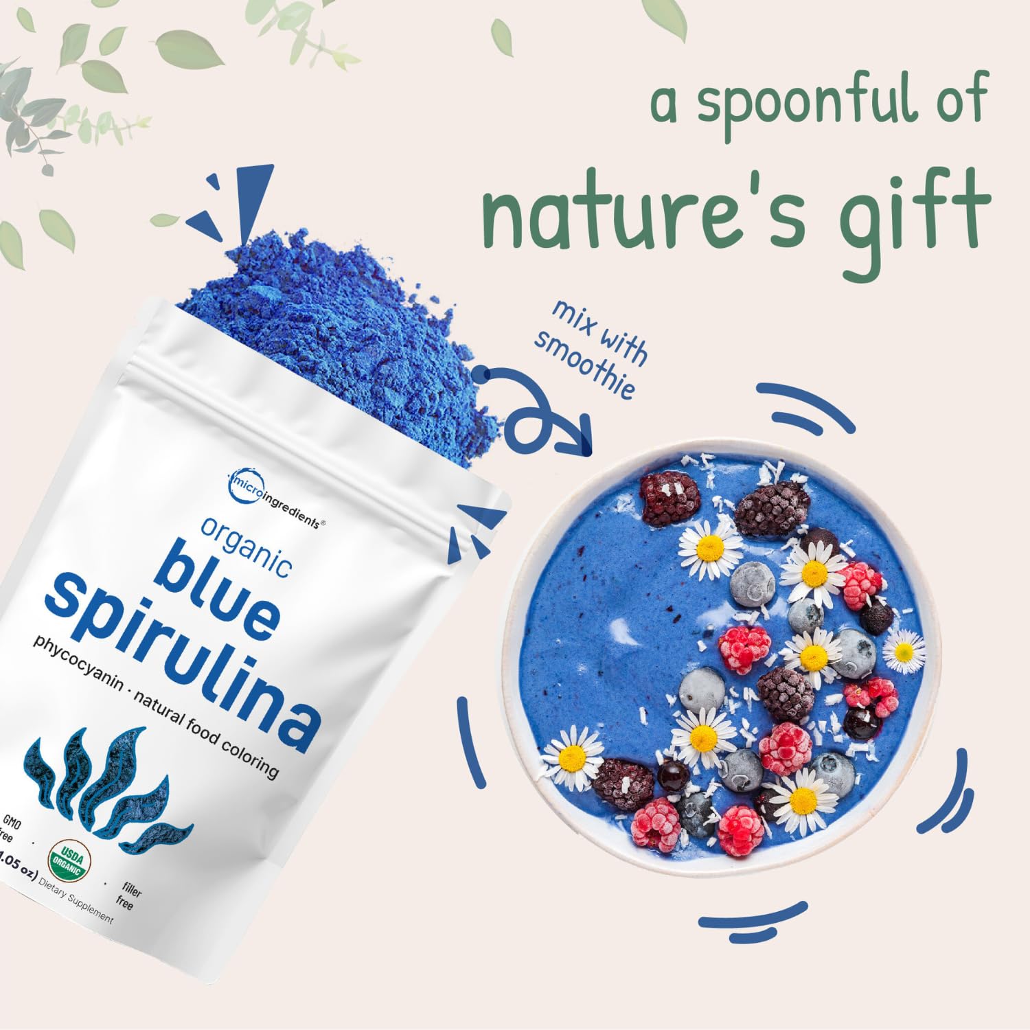 Micro Ingredients horneado con spirulina azul para coloración