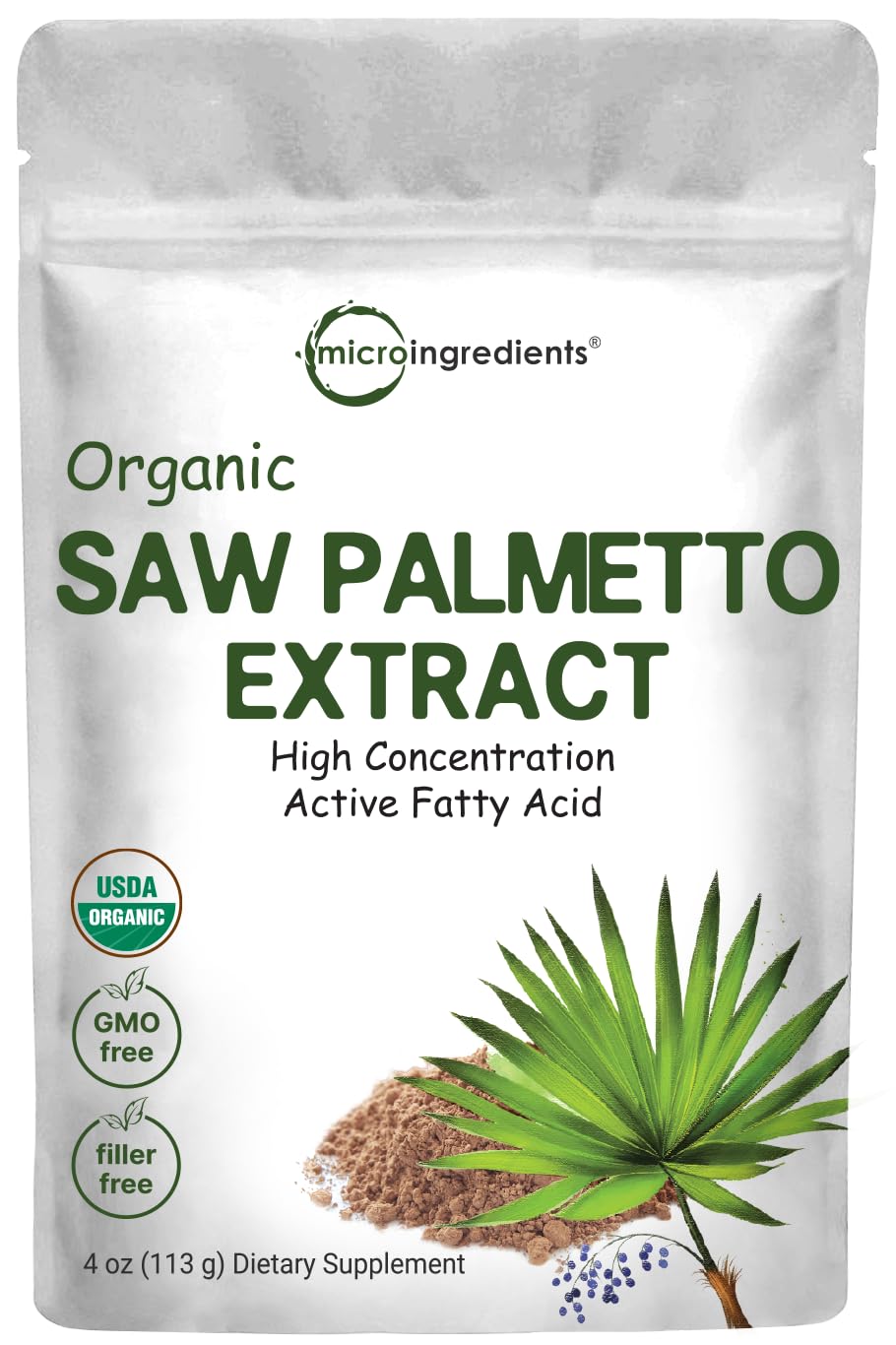 Micro Ingredients Saw Palmetto polvo organico: posible apoyo a la próstata.
