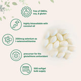 Etiqueta frontal del producto con 200 mcg de L-Selenometionina.