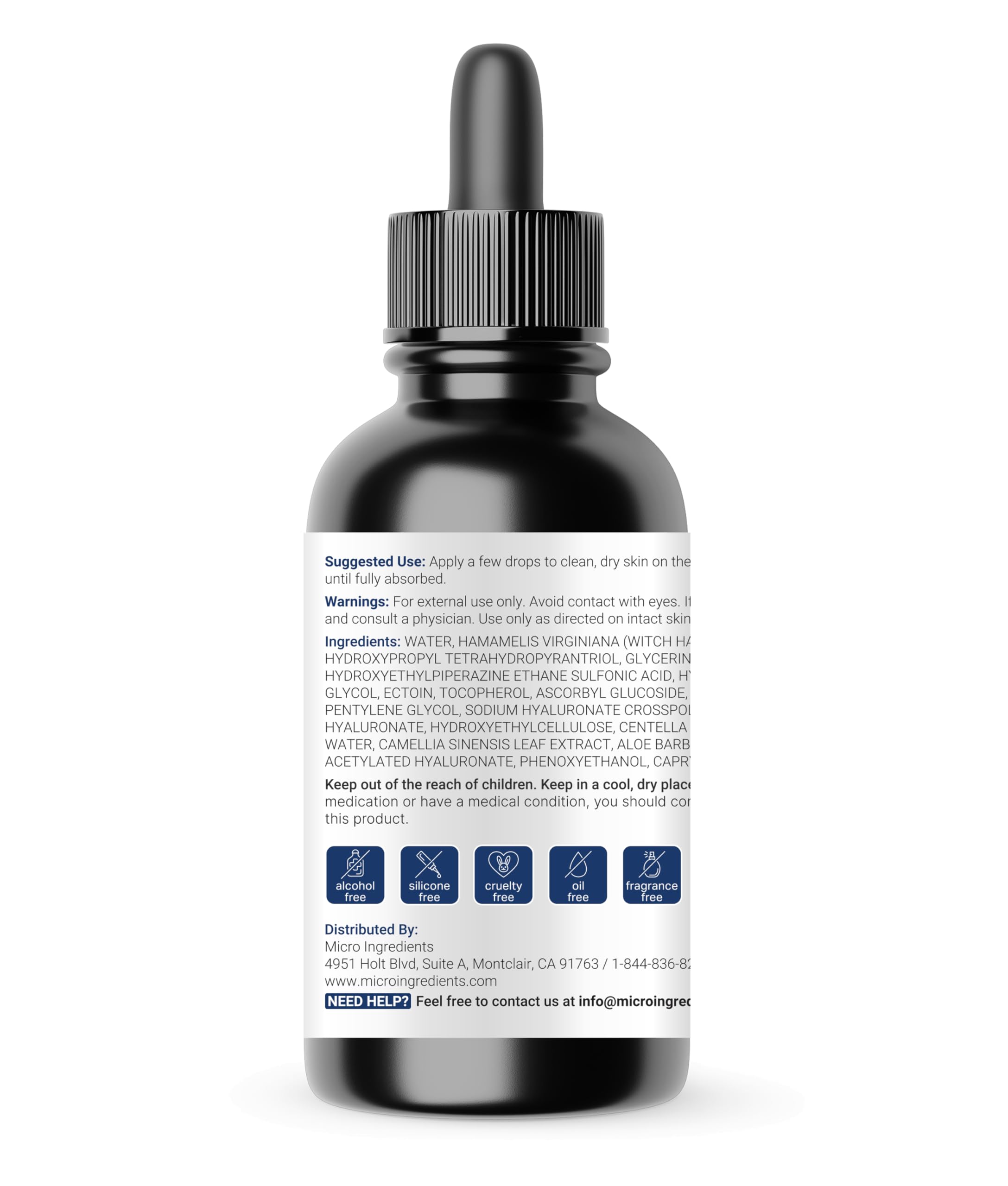 Micro Ingredients Serum hialuronico sin fragancia y sin alcohol.