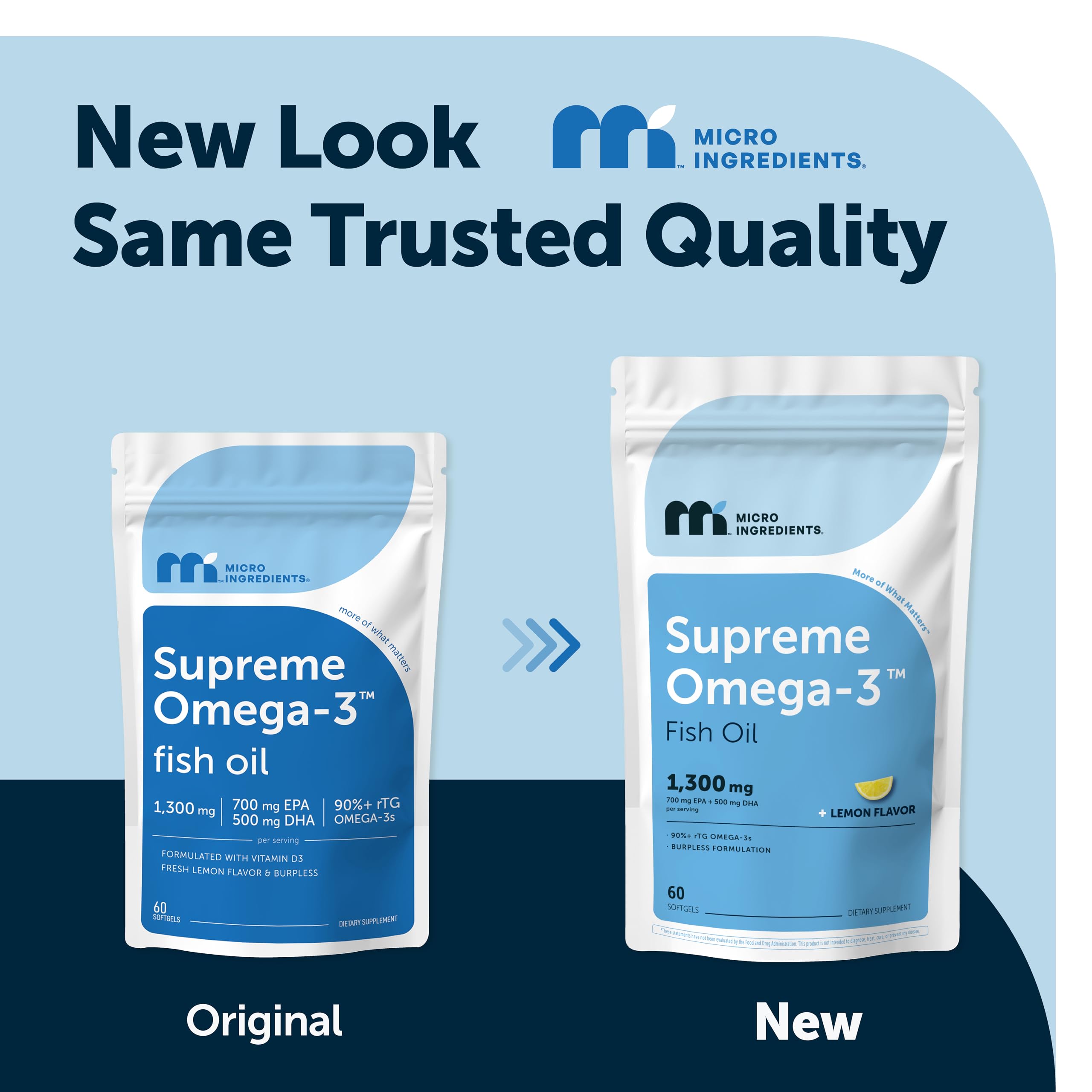 Envase de 60 cápsulas Micro Ingredients Supreme Omega-3 para su rutina diaria.