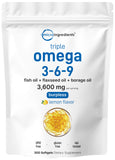 Micro Ingredients Ultra Omega 3-6-9 con sabor limón, envase visible.