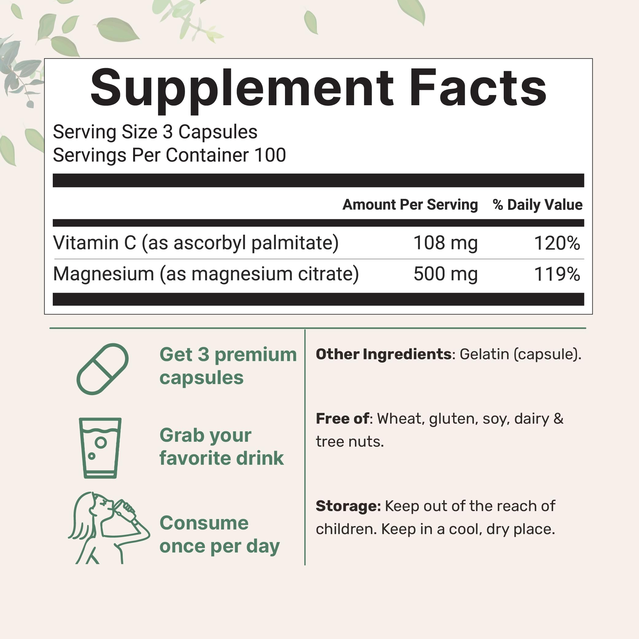 Micro Ingredients Vitamina C liposoluble palmitato, antioxidante para uso diario.