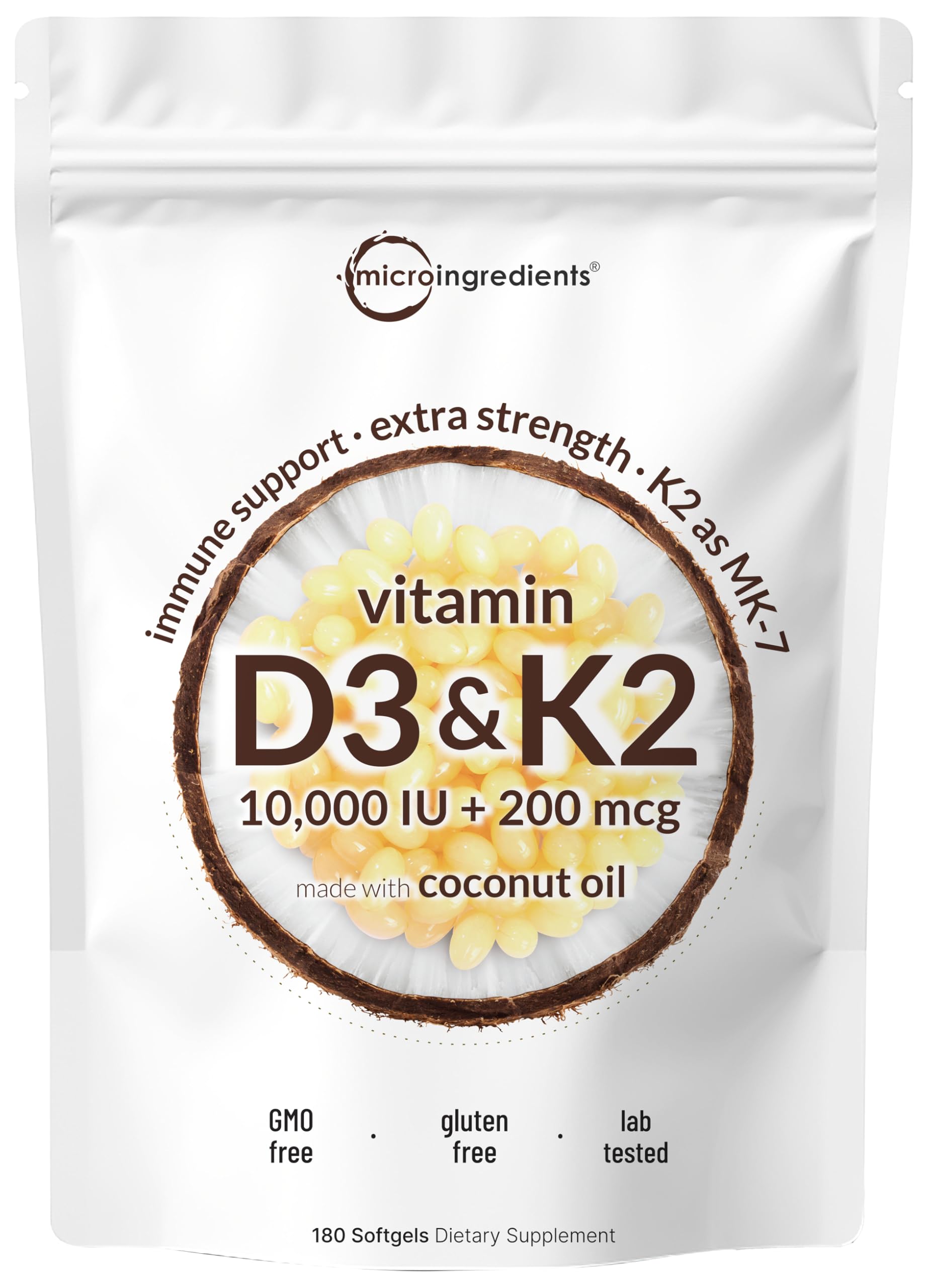 Micro Ingredients Vitamina D3 + K2, cápsulas suaves en botella para uso diario