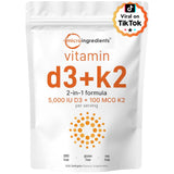Micro Ingredients Vitamina D3 K2 cápsulas 300, apoyo diario para el bienestar.