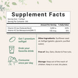 Micro Ingredients Vitamina D3 K2 – etiqueta detallada con dosificación clara.