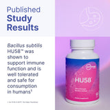 Bottle with glass showing daily wellness routine with HU58.