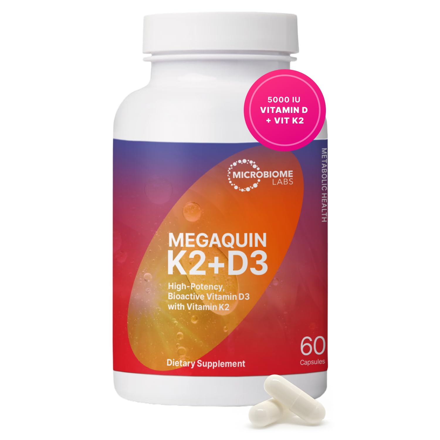Microbiome Labs MegaQuin D3 K2, cápsulas para uso diario
