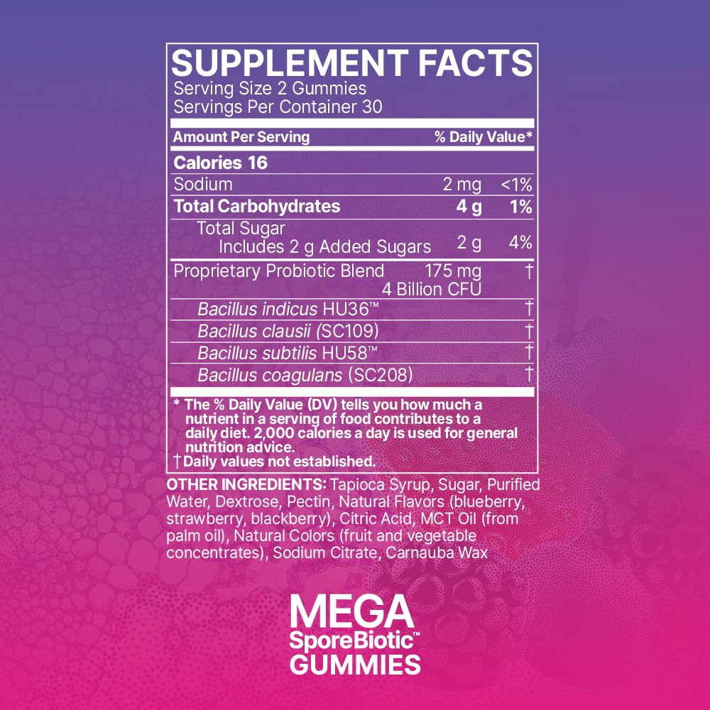Etiqueta clara MegaSporeBiotic para identificar dosis