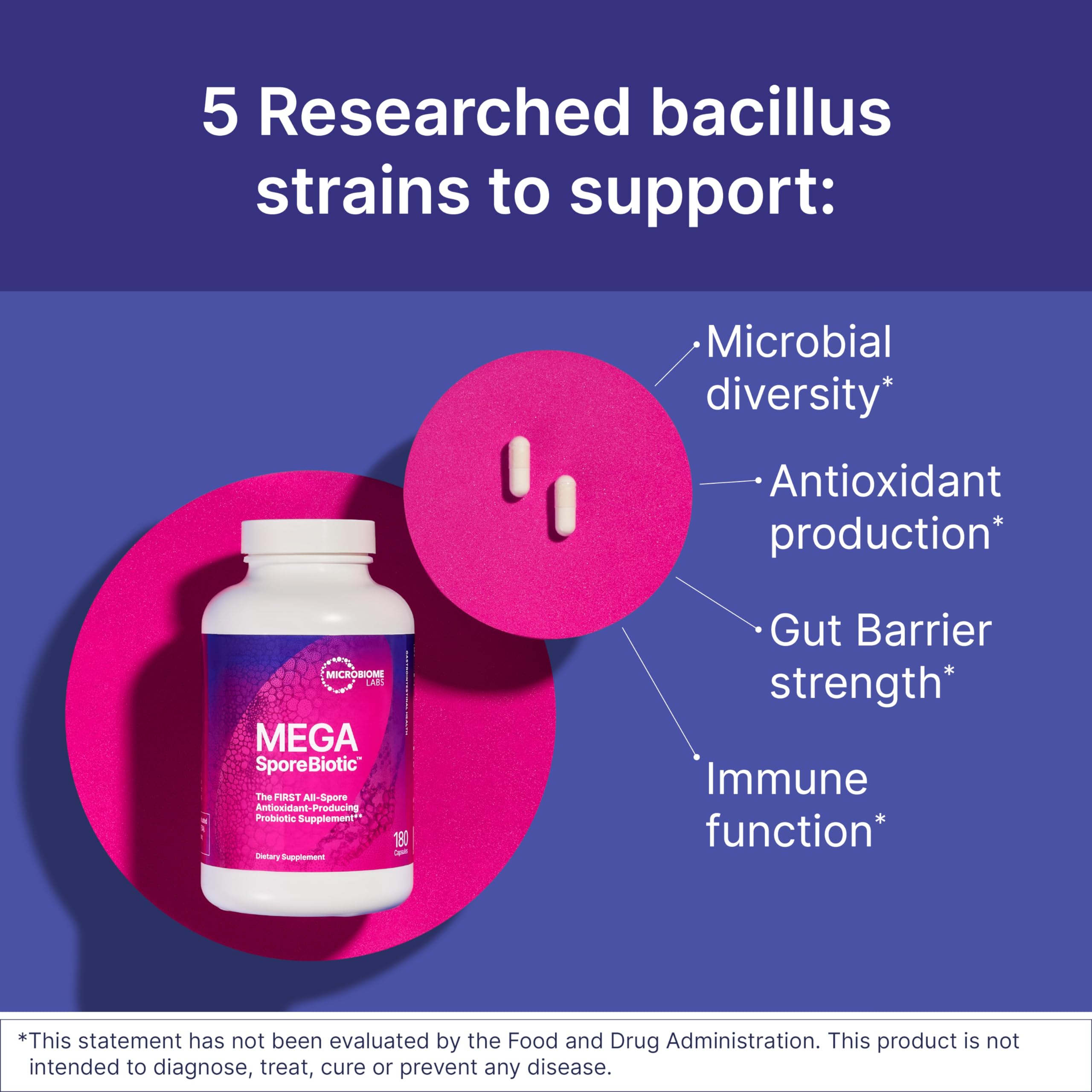 MegaSporeBiotic de Microbiome Labs, estable y portátil para viaje