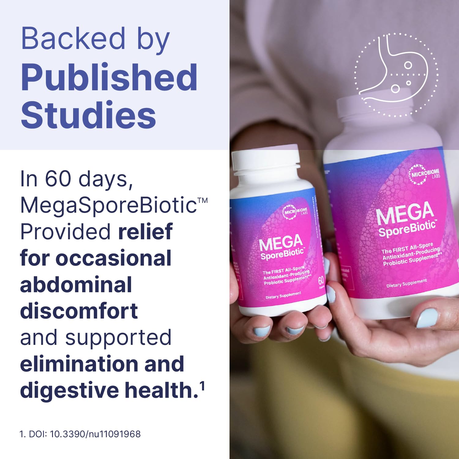 MegaSporeBiotic de Microbiome Labs, capaz de resistir ácido y favorecer la colonización intestinal