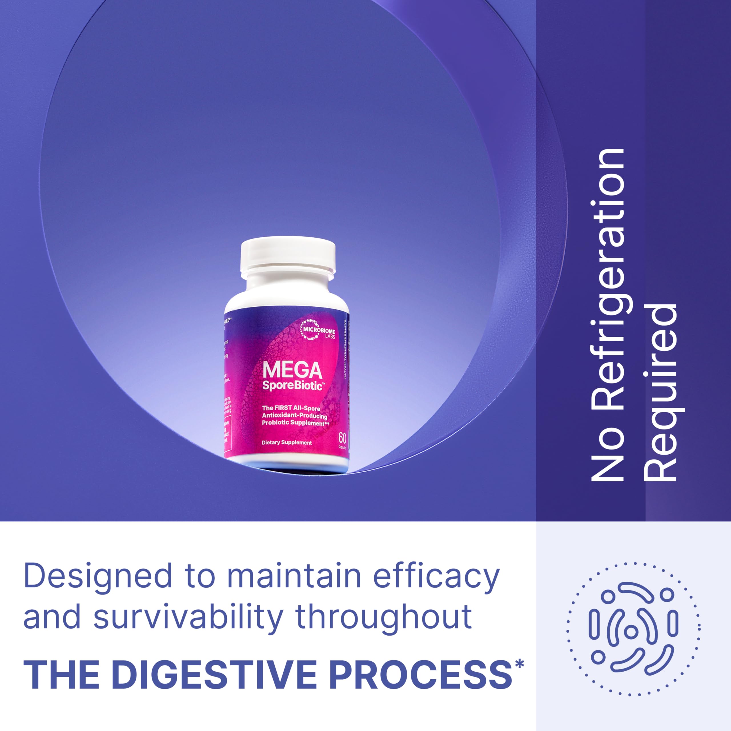 MegaSporeBiotic cap and label image with clear dosage guidance.