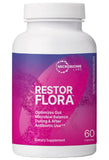 Botella de Restorflora de Microbiome Labs para apoyo digestivo diario.