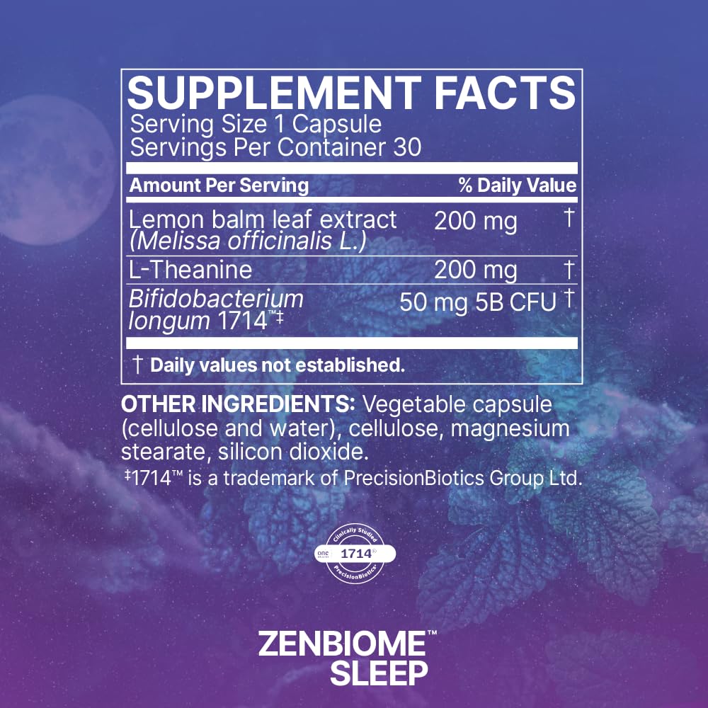 Melisa extracto en Zenbiome Sleep para tranquilidad ocasional.