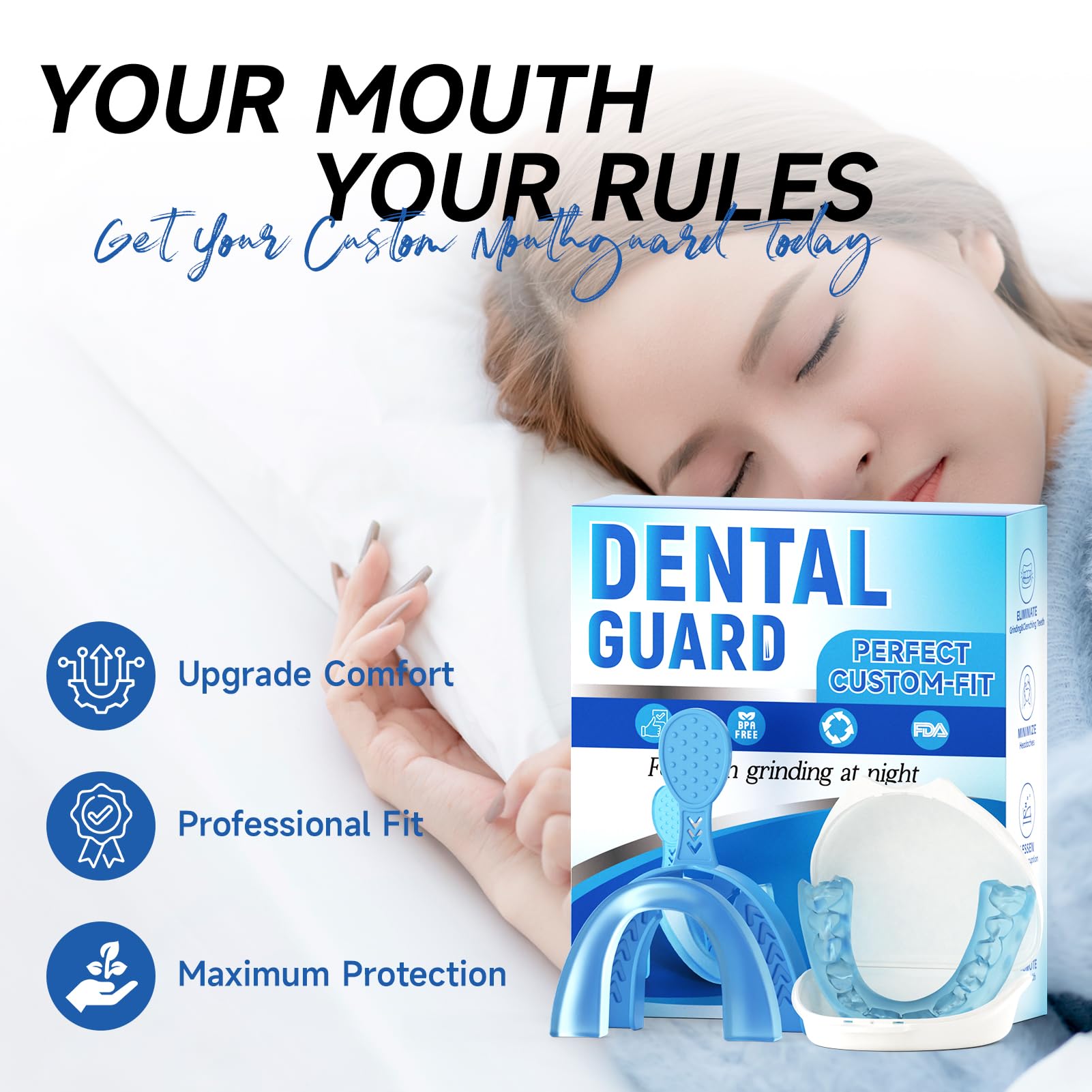 Guardas dentales de diseño cómodo para uso en dientes superiores e inferiores