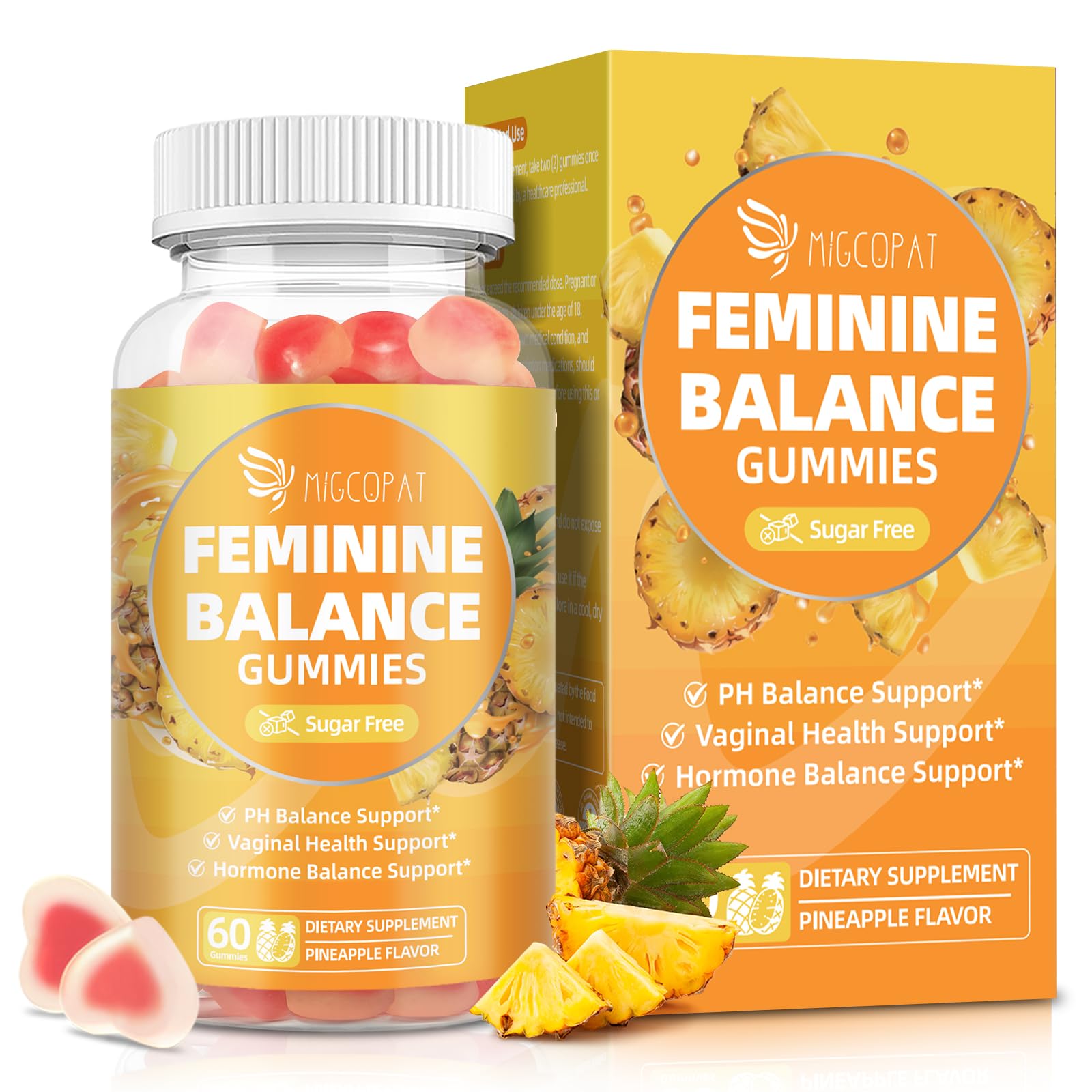 Migcopat Balance Femenino gomitas piña, sabor delicioso para salud digestiva.