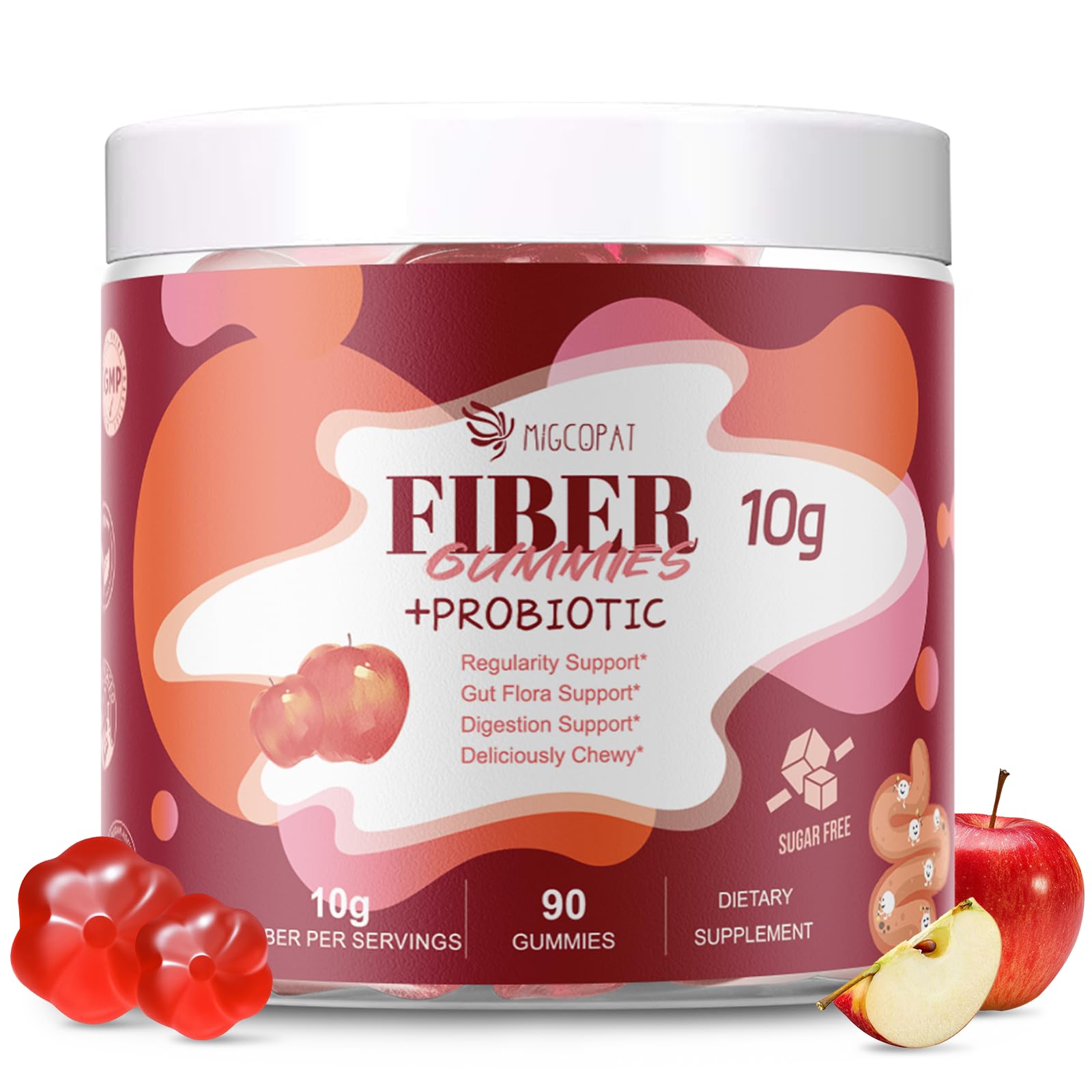 Migcopat frasco de gomitas con fibra para la rutina diaria.