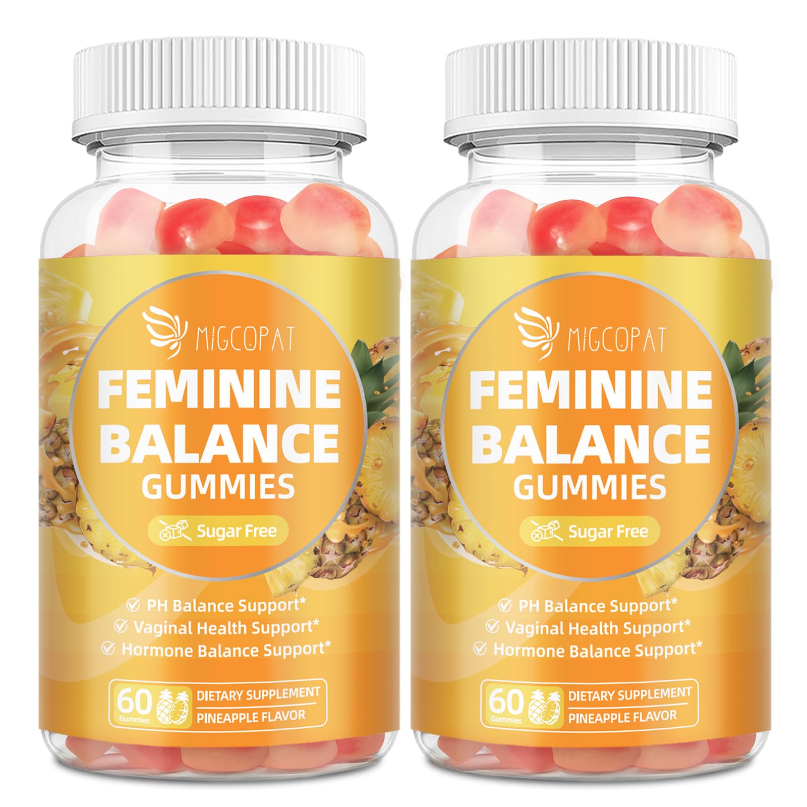 Gomitas Migcopat digestivas femeninas con sabor a piña para equilibrio digestivo.