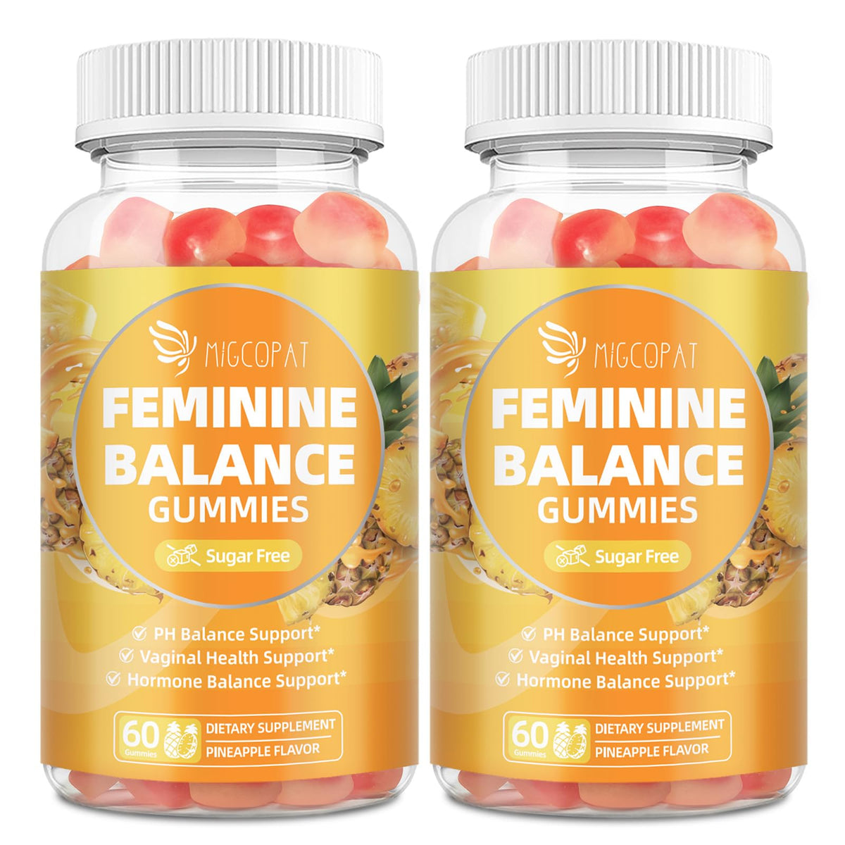 Gomitas Migcopat digestivas femeninas con sabor a piña para equilibrio digestivo.