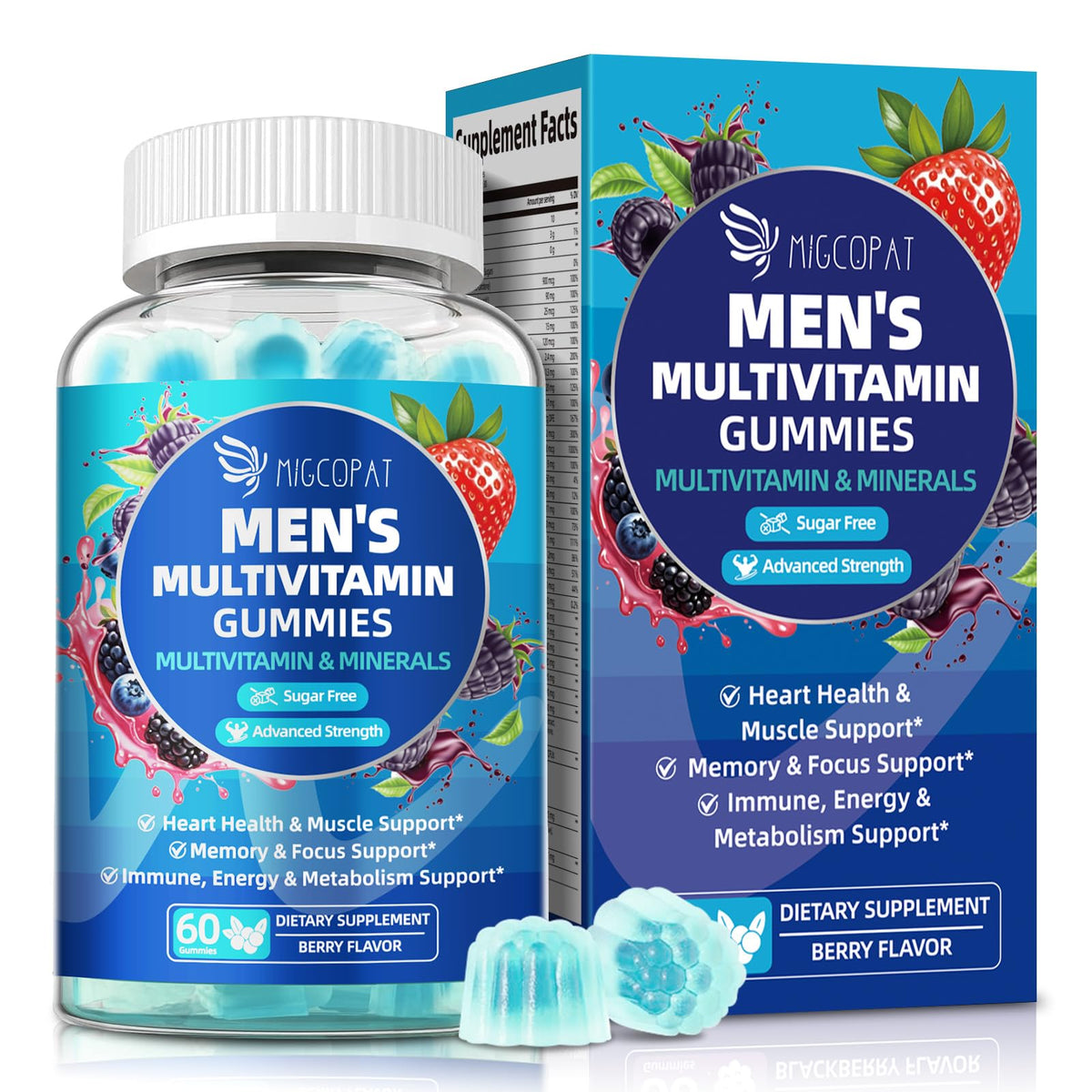 Migcopat multivitamínico para hombres gomitas berry: apoyo diario de energía.