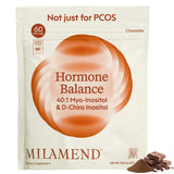 Milamend equilibrio hormonal para mujer 40: vista del bote de chocolate para apoyo diario.