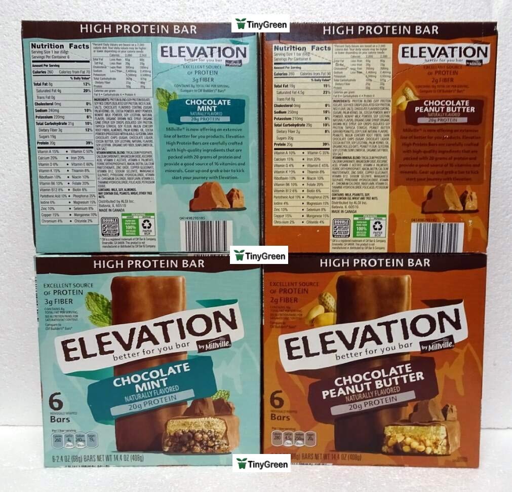 Millville Elevation barra de proteína sabor chocolate con mantequilla de cacahuete, merienda portátil y satisfactoria.