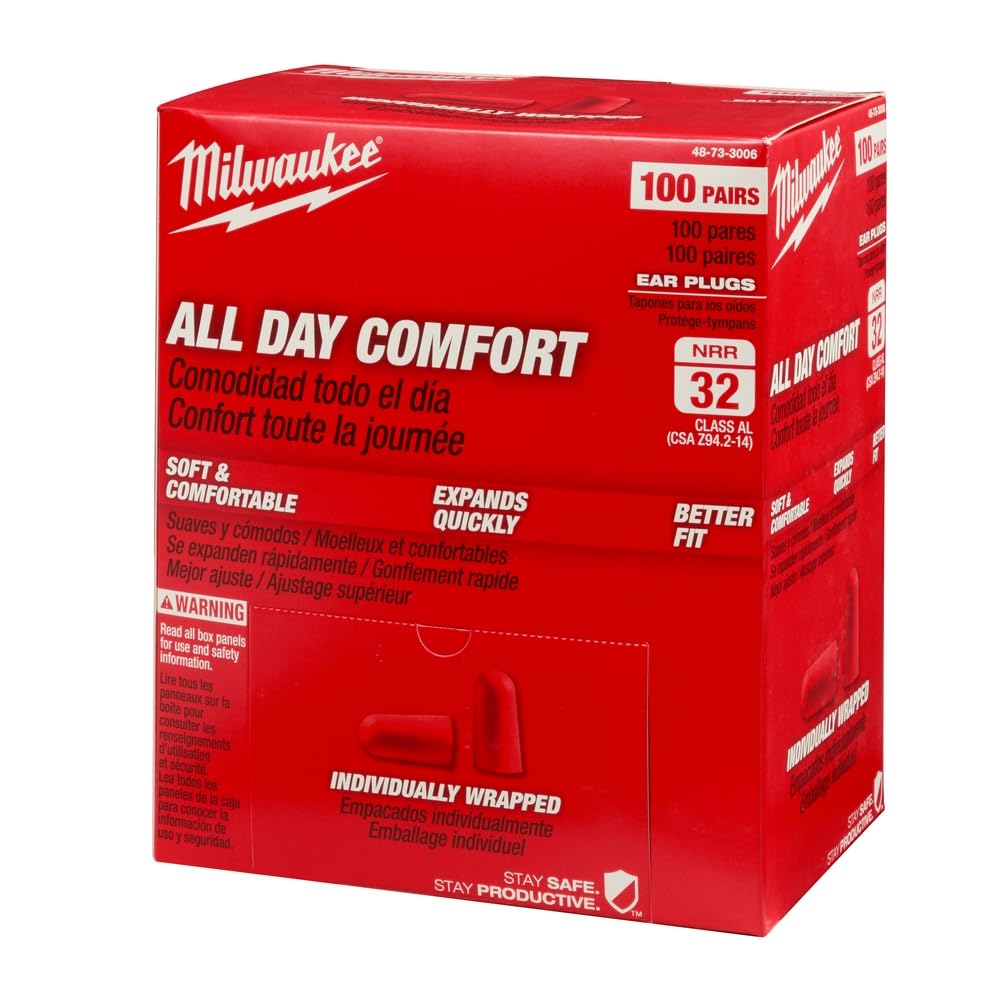 Milwaukee tapones auditivos All Day Comfort, reducción de ruido 32 dB para uso diario