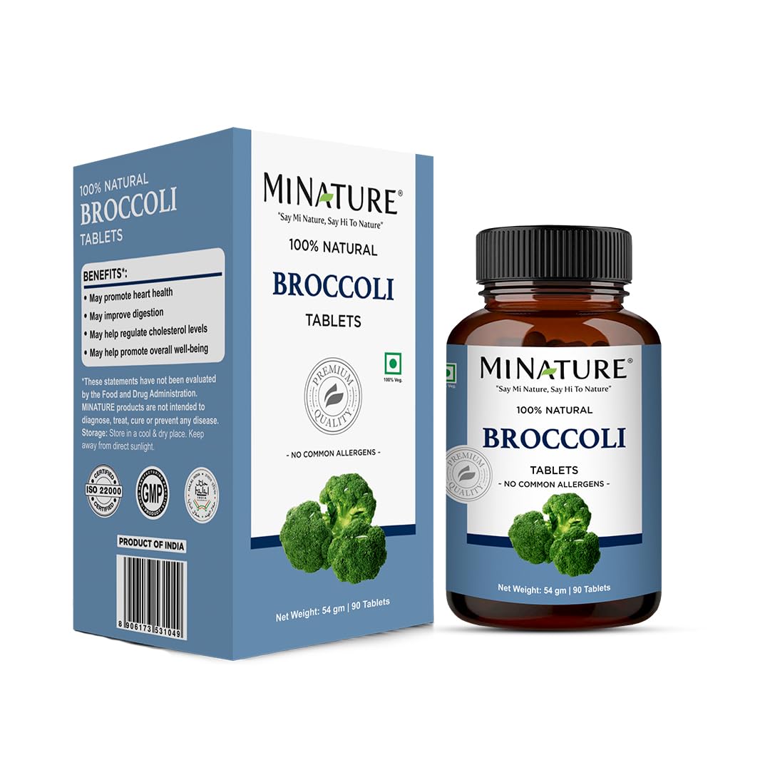 Minature tableta de brócoli en botella, fuente natural para tu bienestar diario.