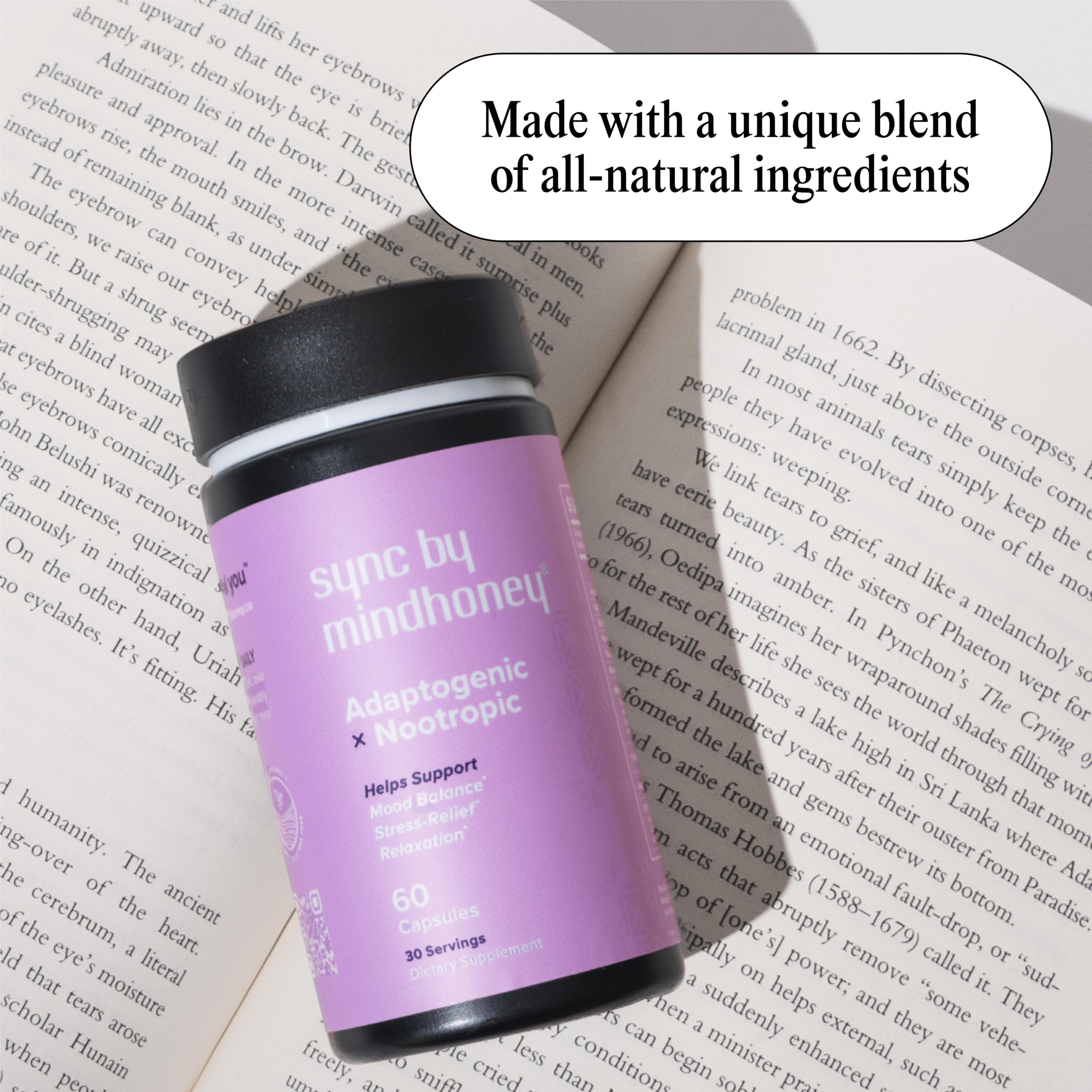 MINDHONEY Sync: ingredientes clave en envase compacto para rutina nocturna relajante