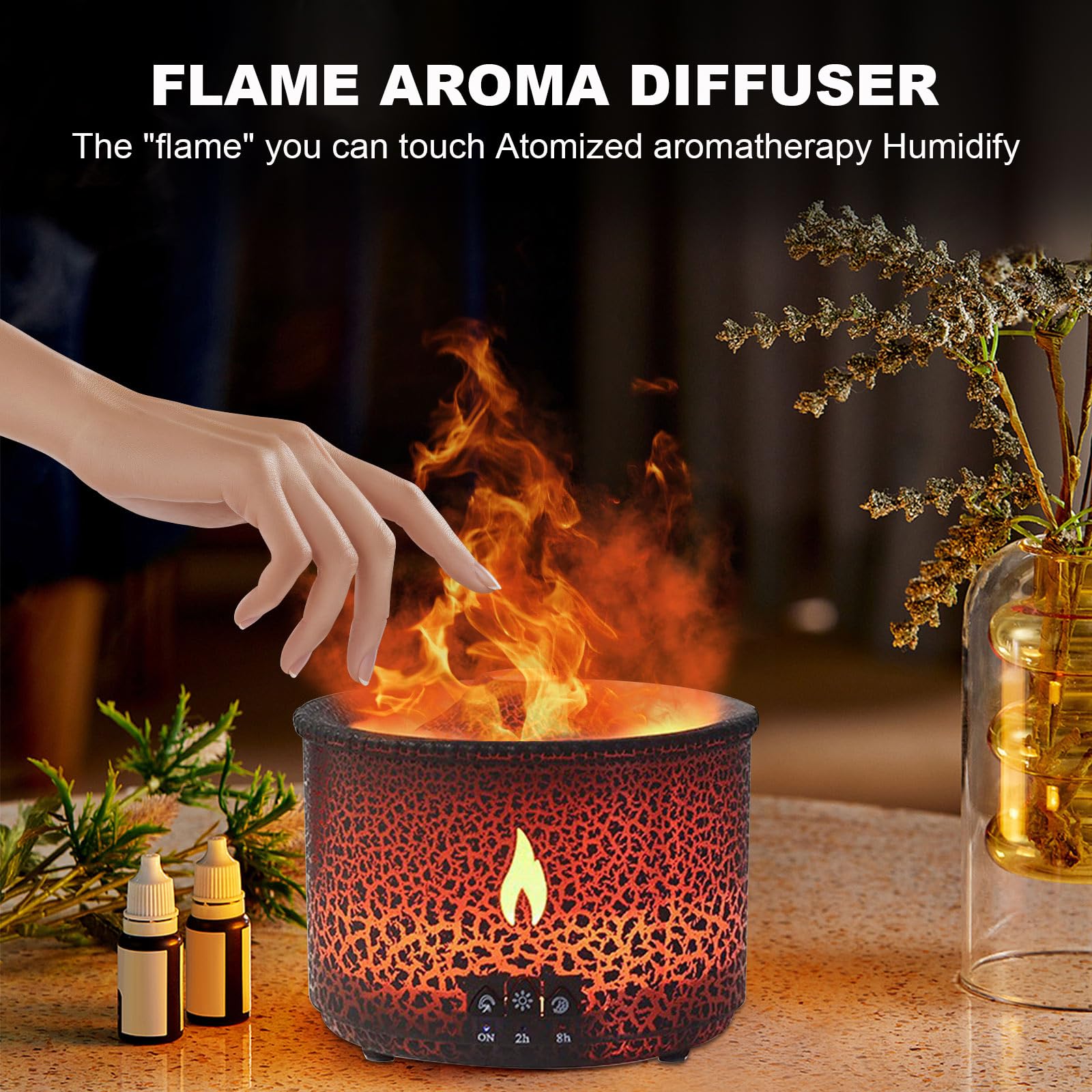 MINGPINHUIUS volcán difusor-efecto-llama-roja aporta aroma suave