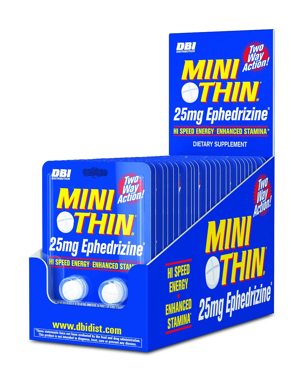 Mini Thin pastillas cafeína dos vías para energía sostenida
