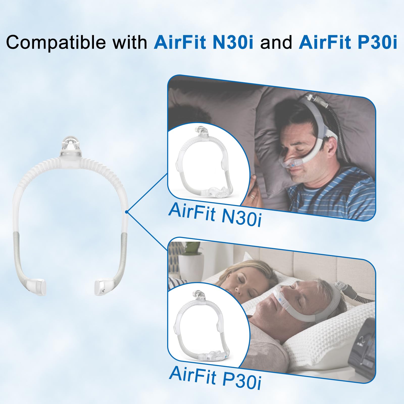 MiNiClean AirFit P30i N30i: mecanismo de codo rápido, desconexión sin quitar la mascarilla.